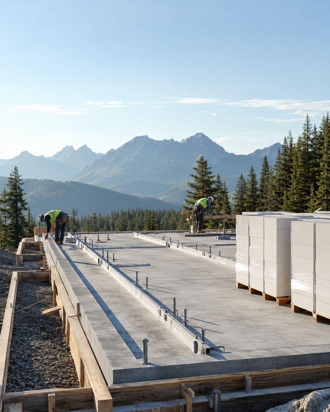Foundation slab and AAC delivery