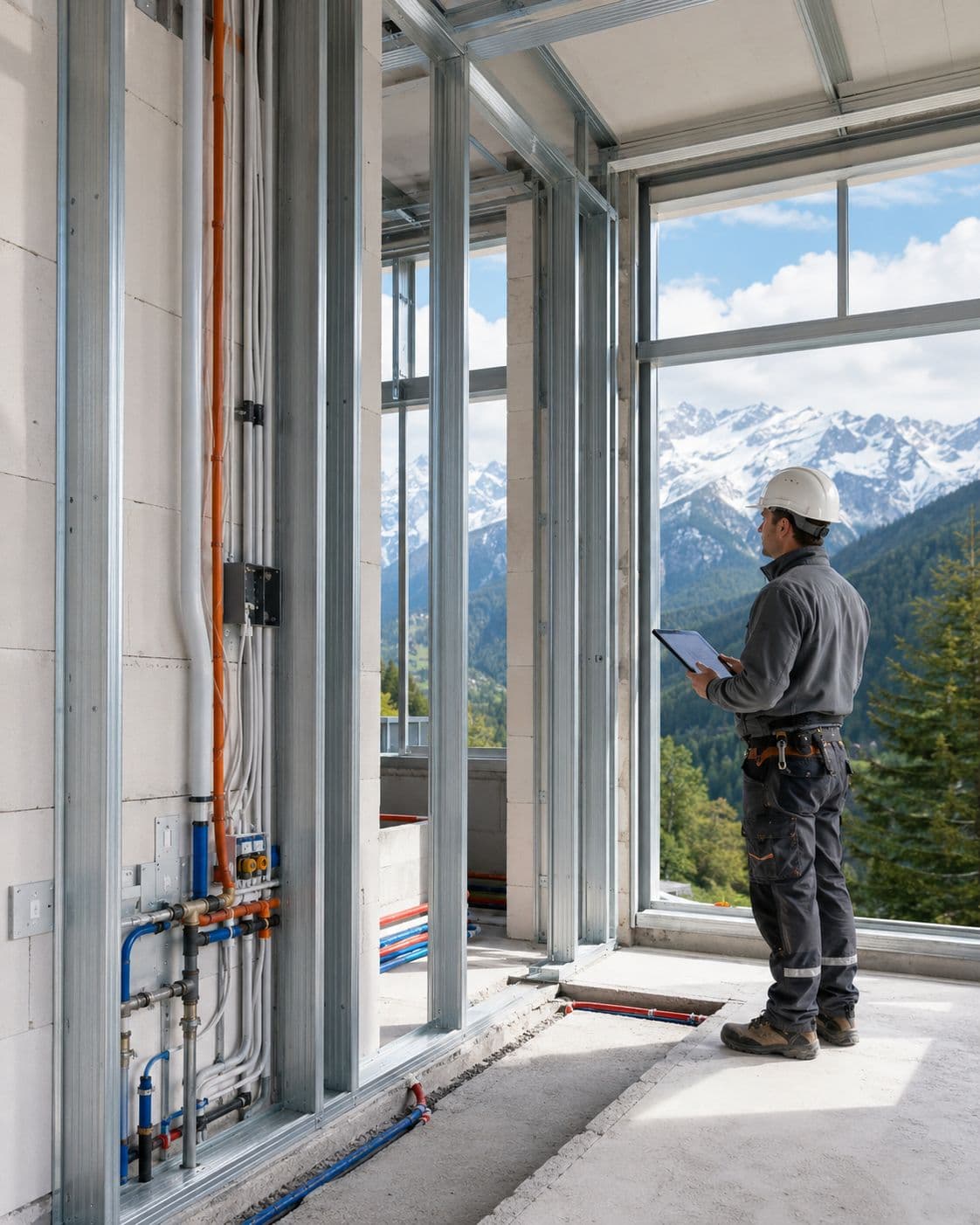 Interior steel framing and services