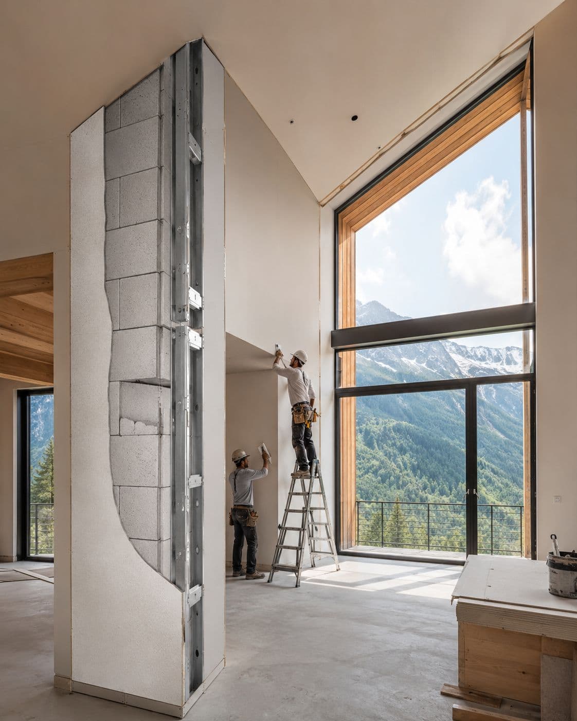 Steel + AAC wall assembly