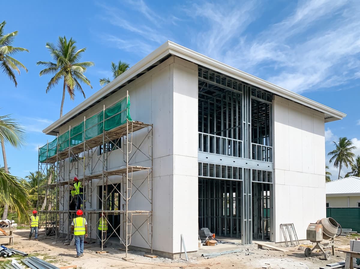 AAC panels enclosing the steel frame