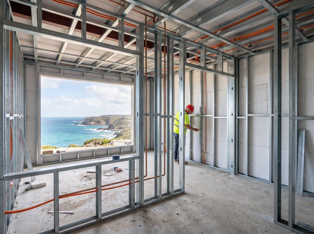 Interior steel framing and services